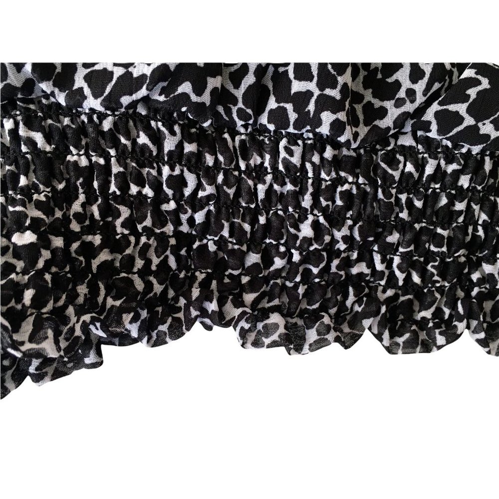 Fred David Womens Blouse Shirt Medium Black White Animal Print Casual Work Wear - Picture 3 of 7